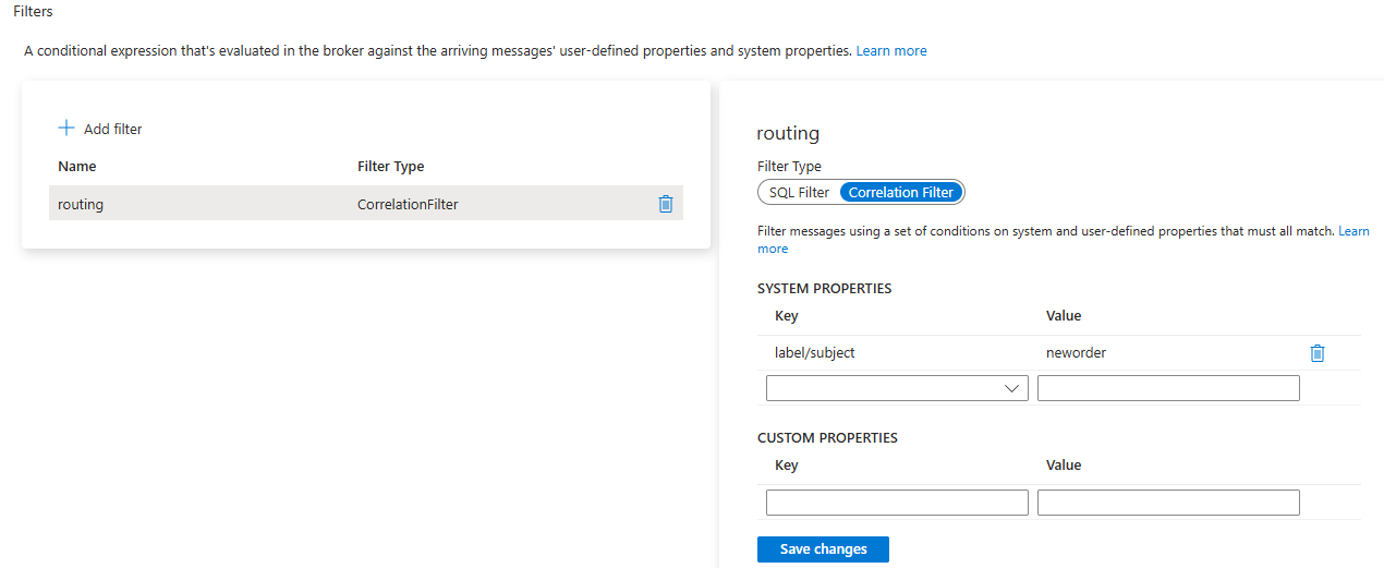 Subscription Filters in Service Bus