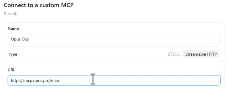 ChatGPT Custom OpusClip MCP Server