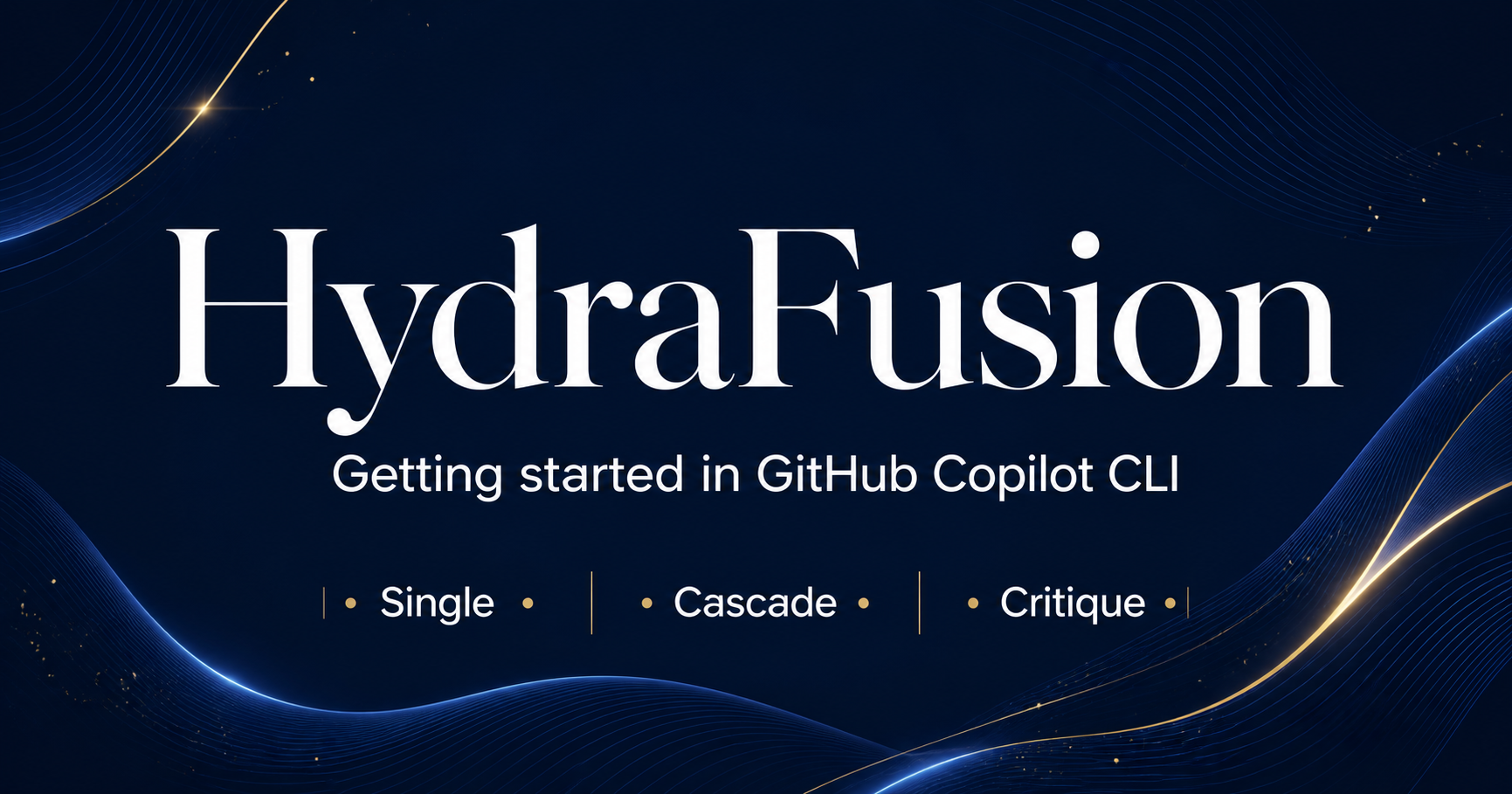 HydraFusion title with Single, Cascade, and Critique labels on a navy background.
